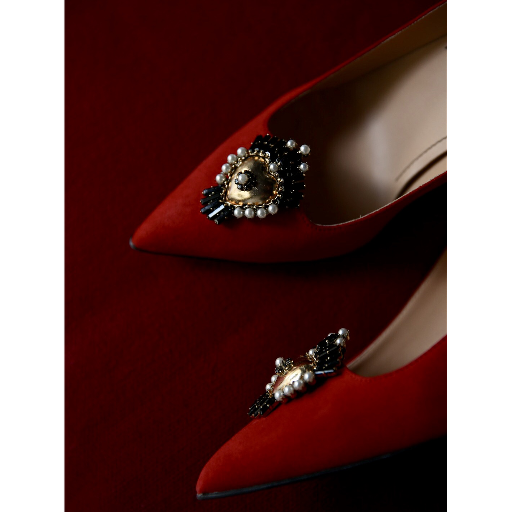 ACC PANTOF HEART PEARLS